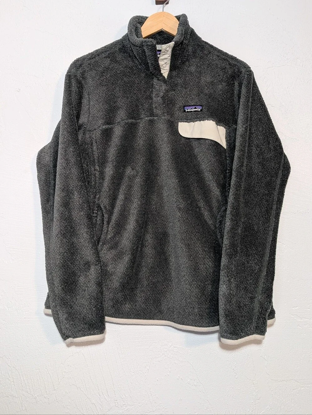 Patagonia Women's Gray Re-Tool Fleece Pullover 1/4 Snap Button Outdoors Camping